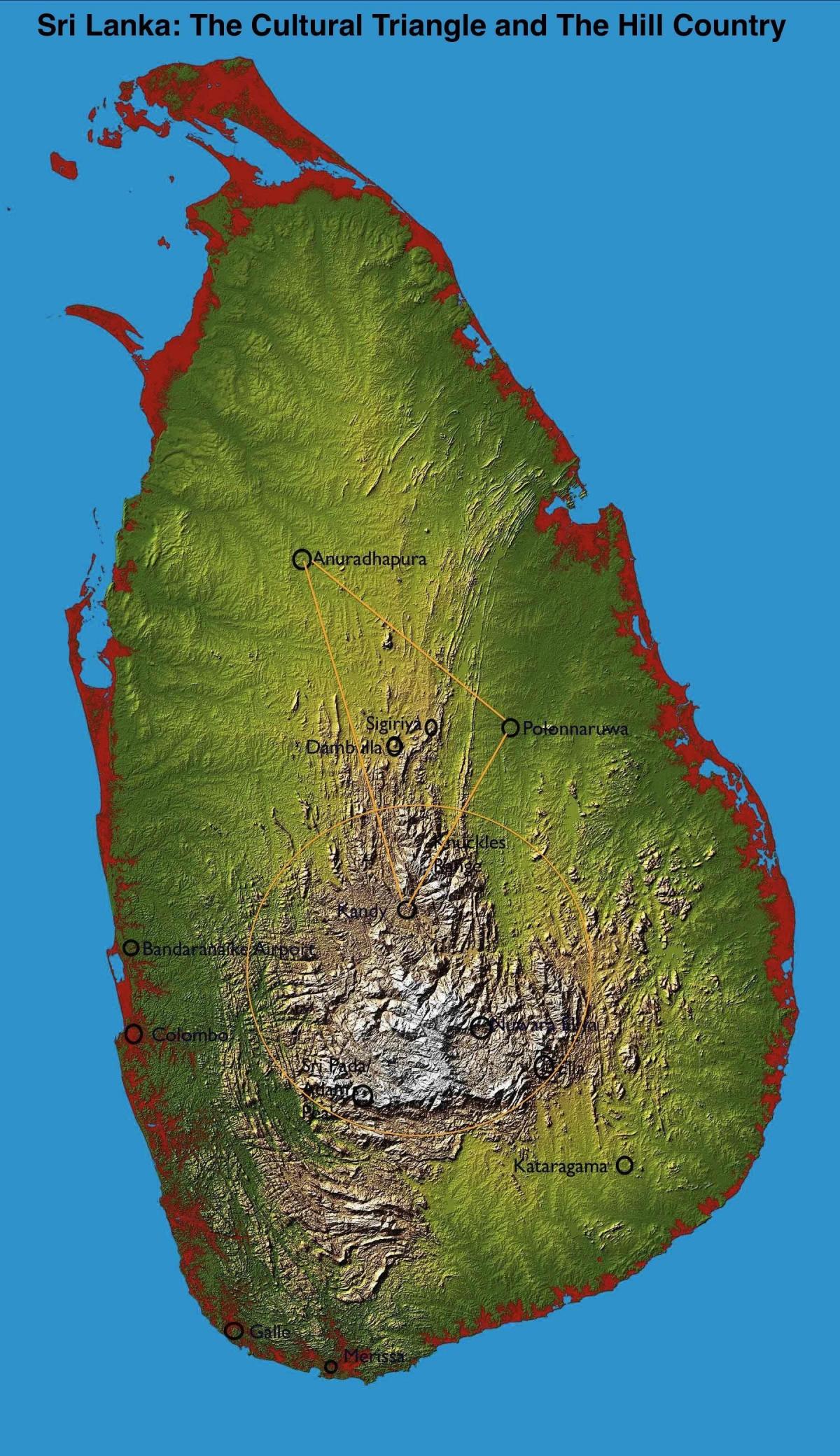 térkép hill country Srí Lankán