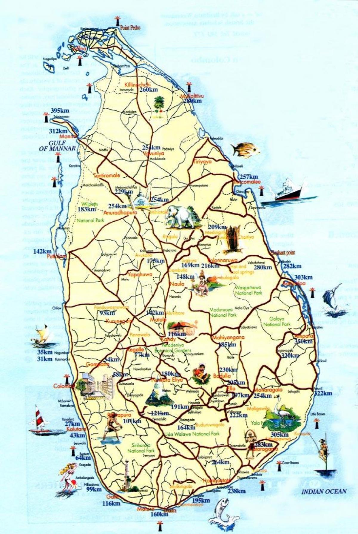 turista térkép, Srí Lanka, városok