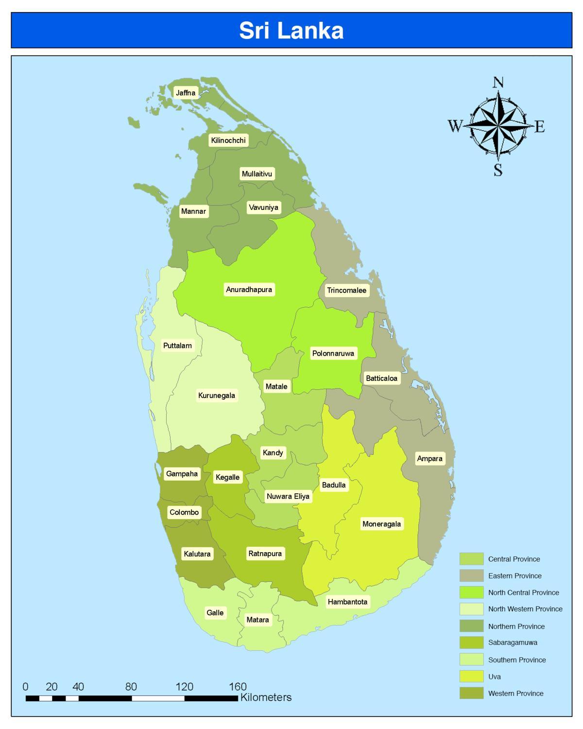 térkép Srí Lanka-i kerületi térképen a tamil