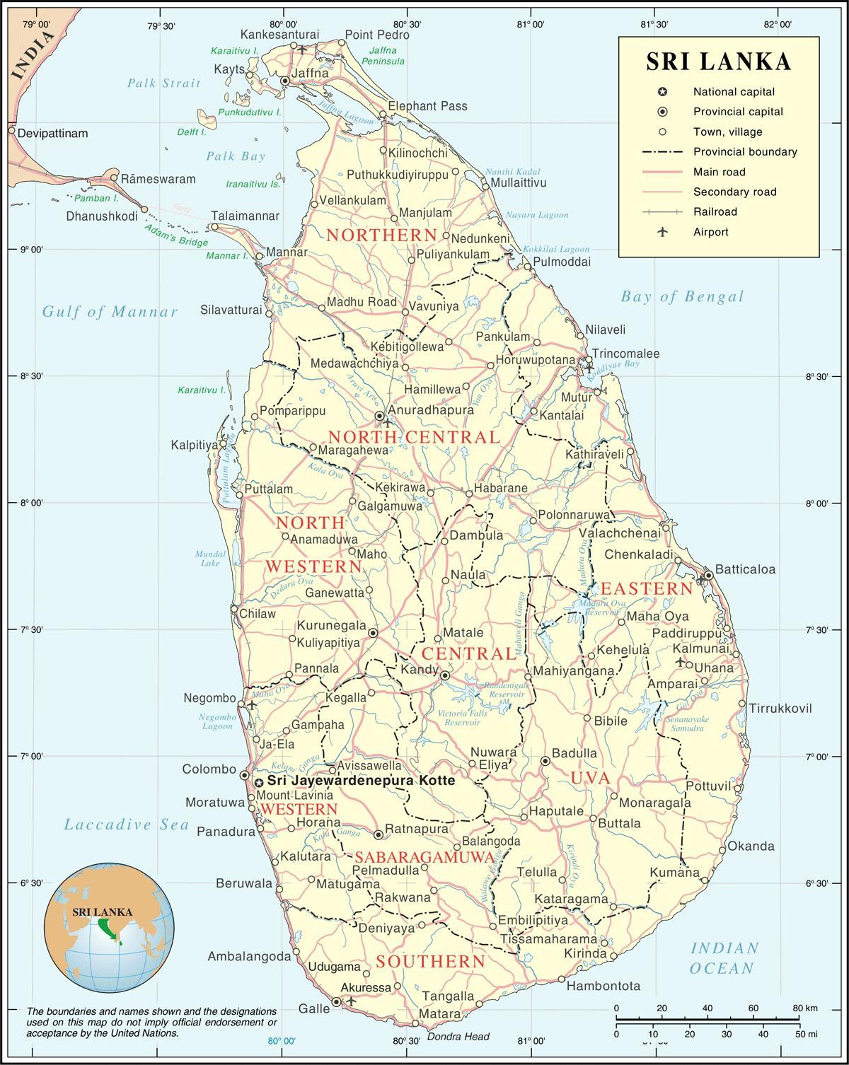Srí Lanka térkép távolság kalkulátor