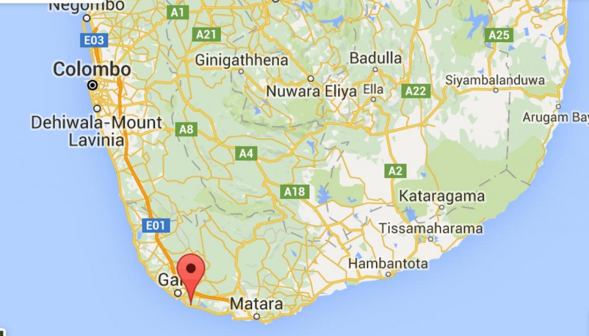  térkép dél-nyugati Srí Lankán