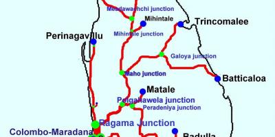 A vonatok a Srí Lanka-i térkép