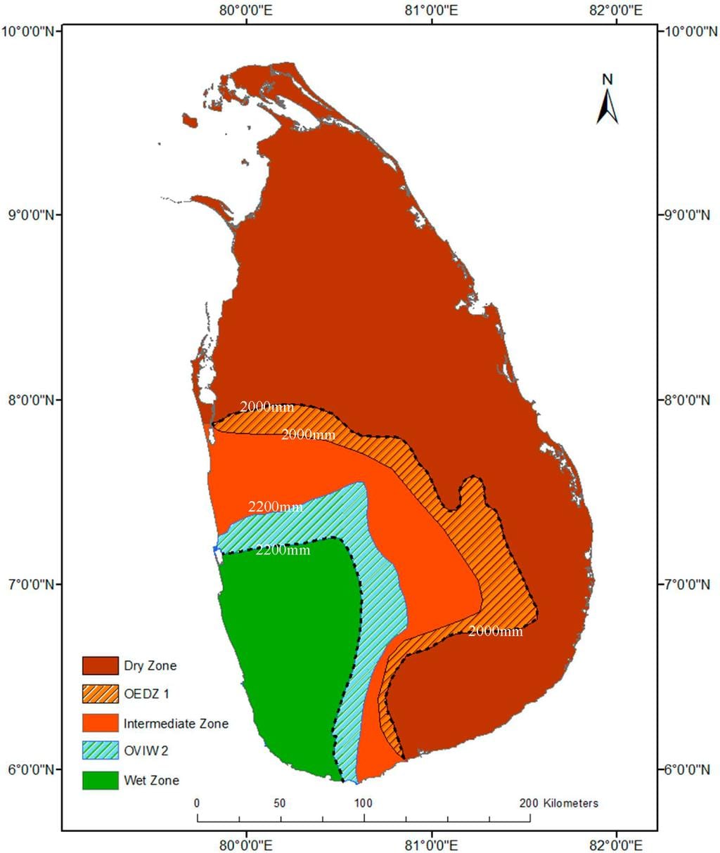 Srí Lanka éghajlati zóna térképen