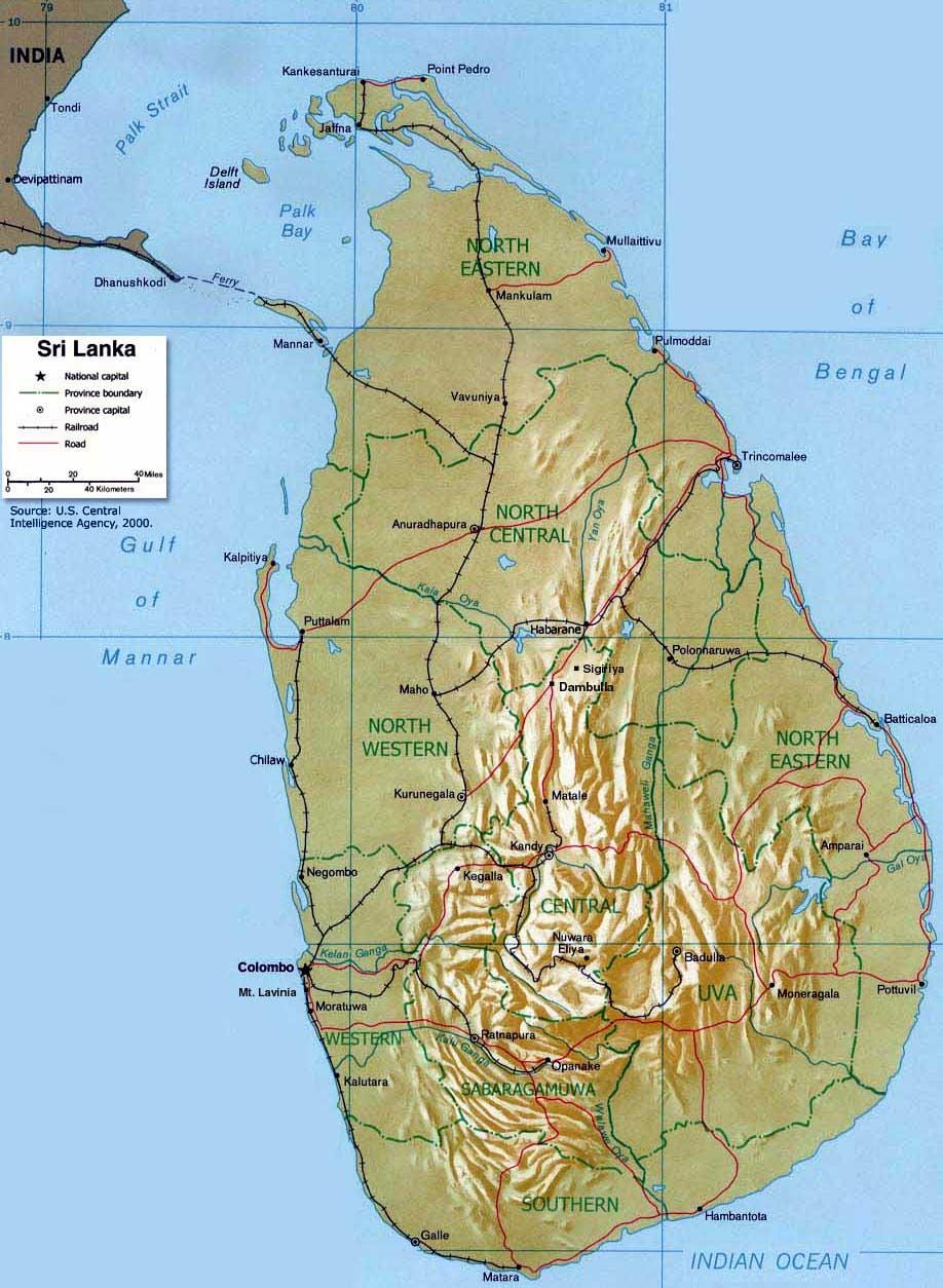 hegyek, a Srí Lanka-i térkép