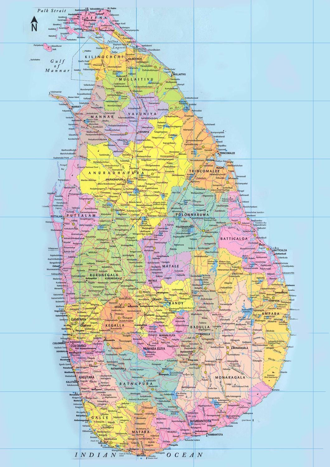 Srí Lanka kilométer térkép