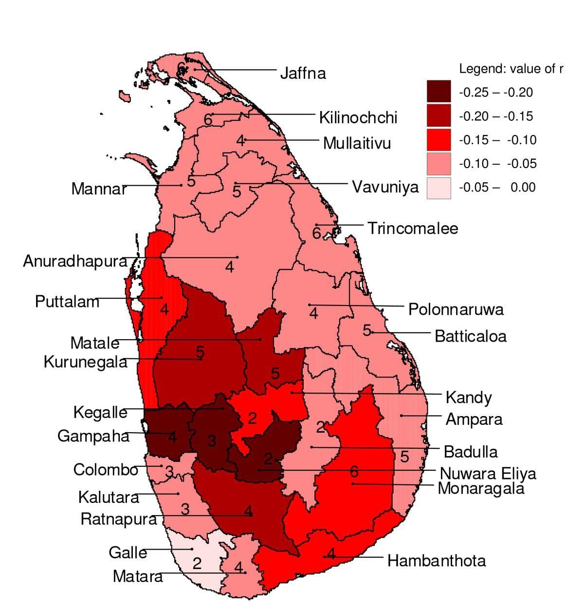 térkép Srí Lanka malária