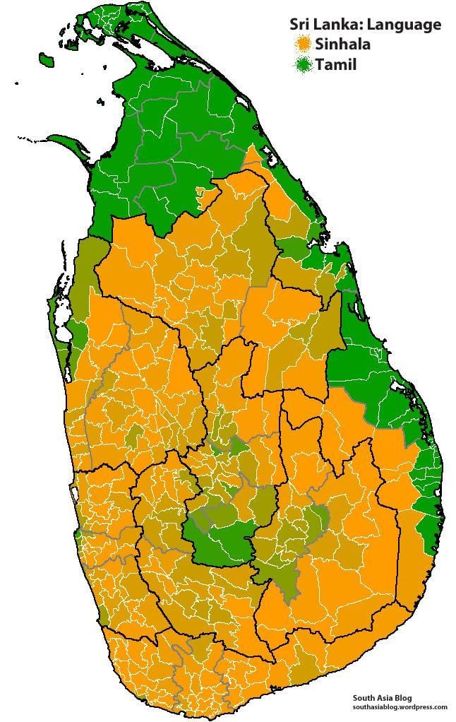 térkép Srí Lanka nyelv