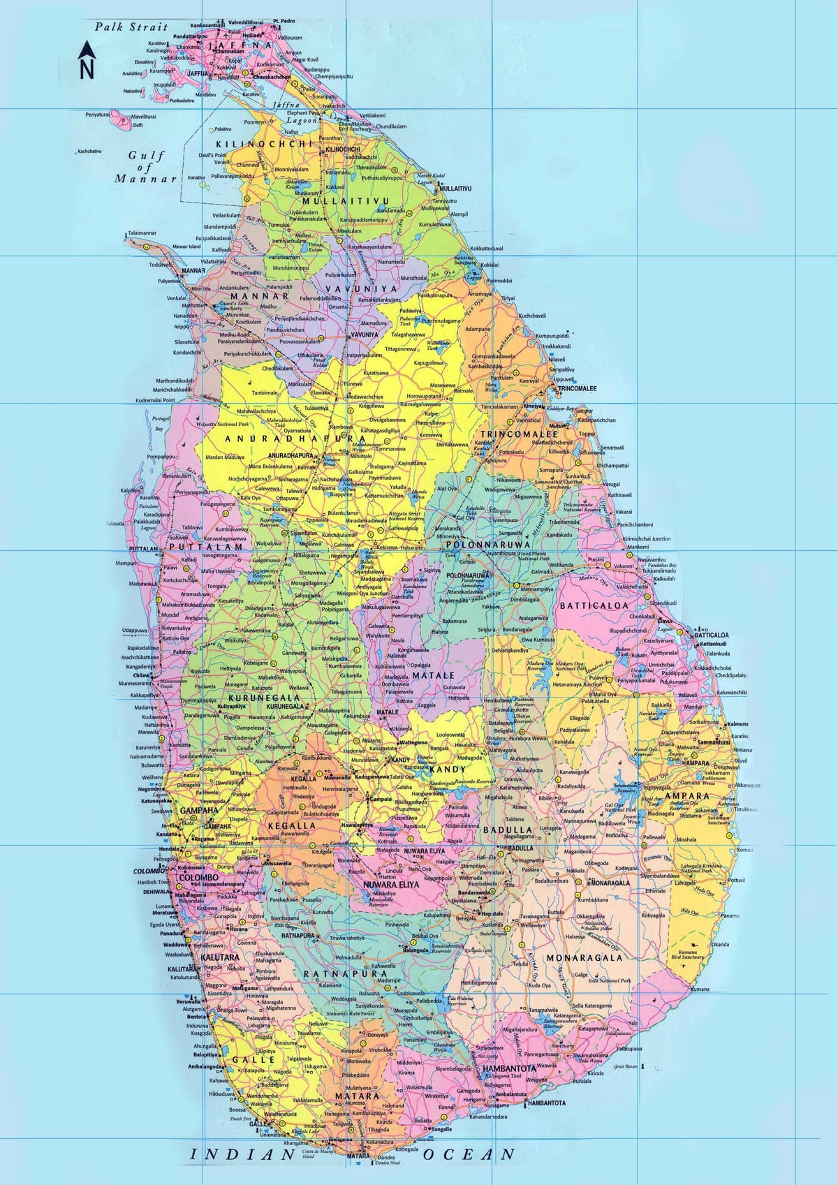 részletes térkép, Srí Lanka, utak