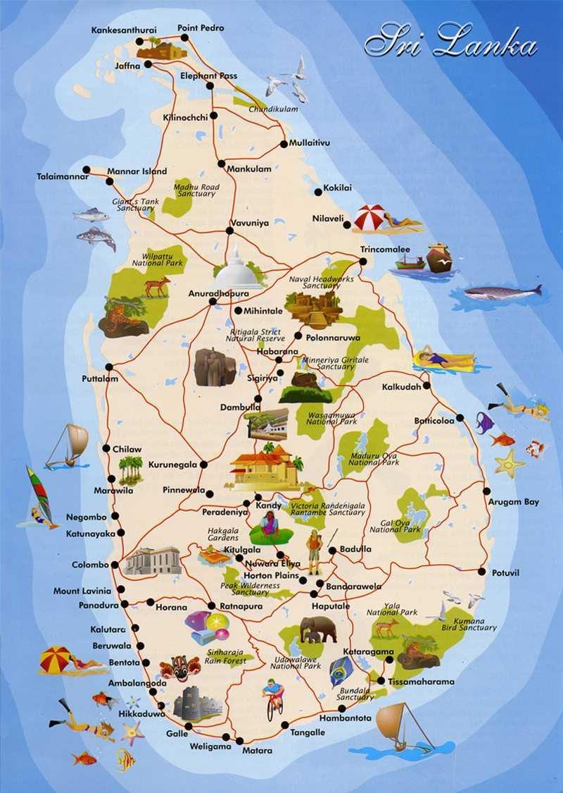 Srí Lanka sziget térkép