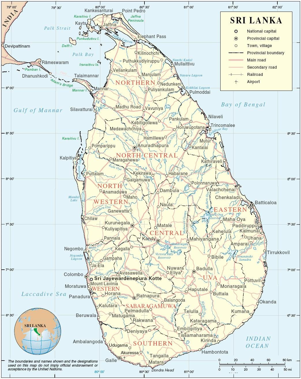 Srí Lanka térkép hd