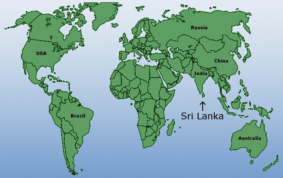 Srí Lanka elhelyezkedés a világ térkép