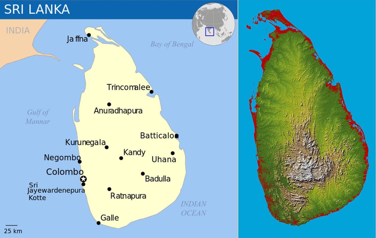 térkép Srí Lanka topográfiai