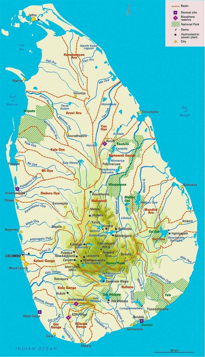 térkép Srí Lanka földrajz