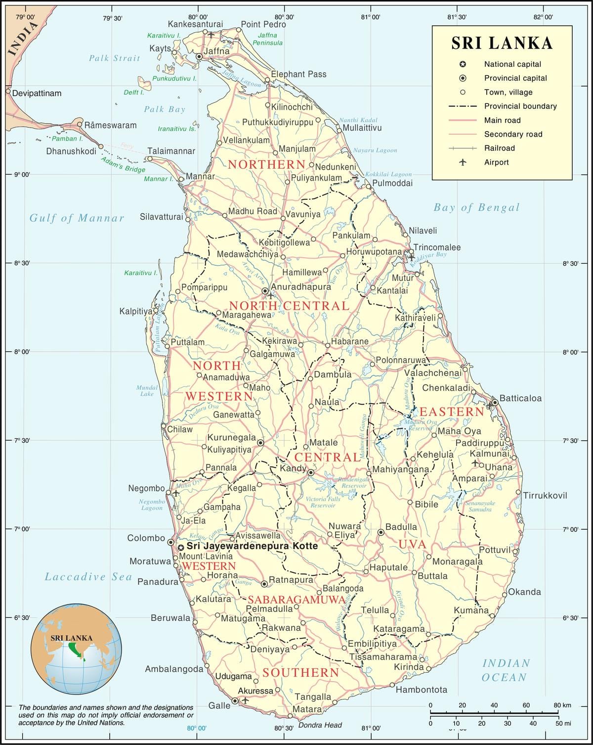 repülőterek Srí Lanka térkép