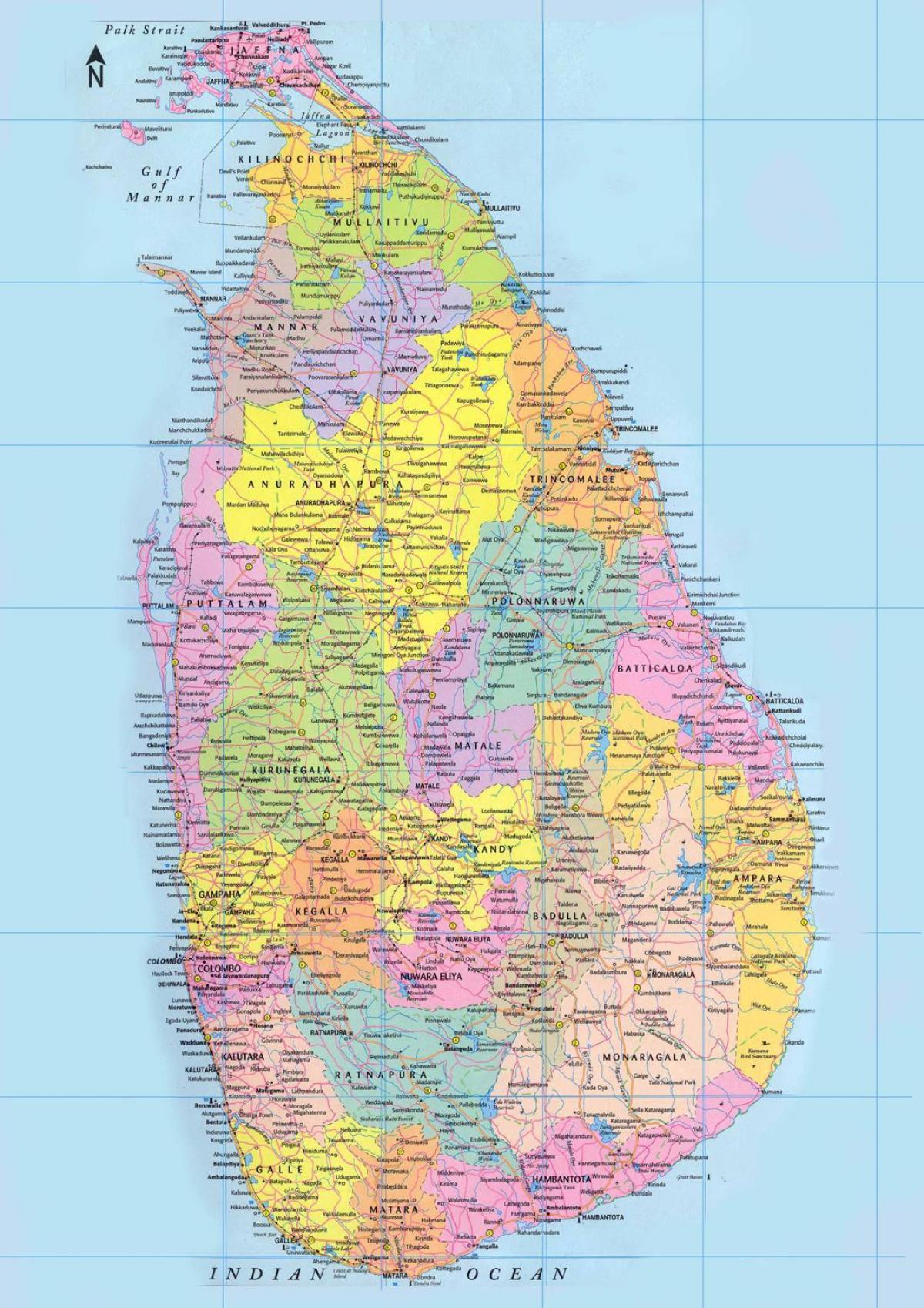 Srí Lanka térkép távolság km
