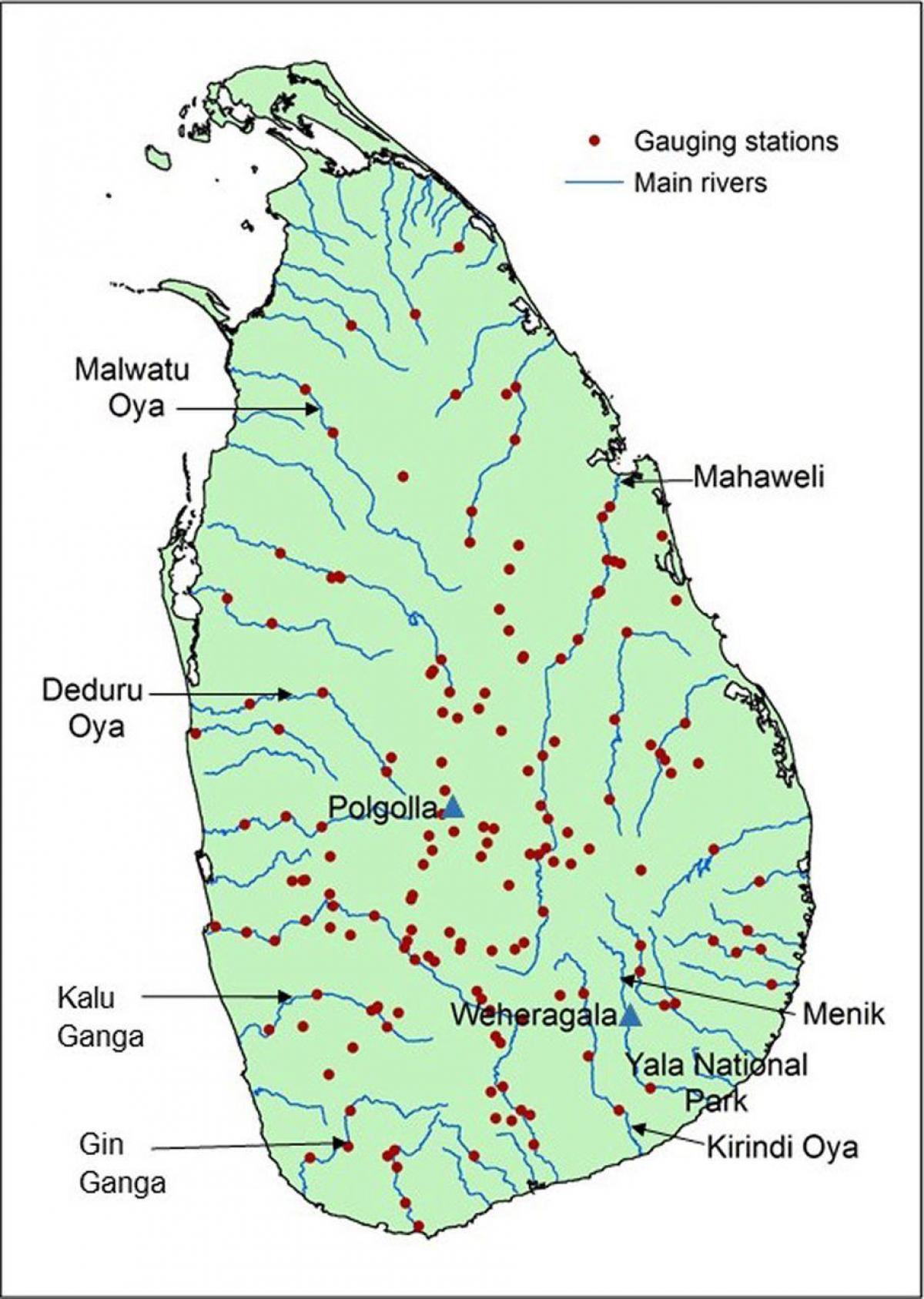 folyó térkép Srí Lankán