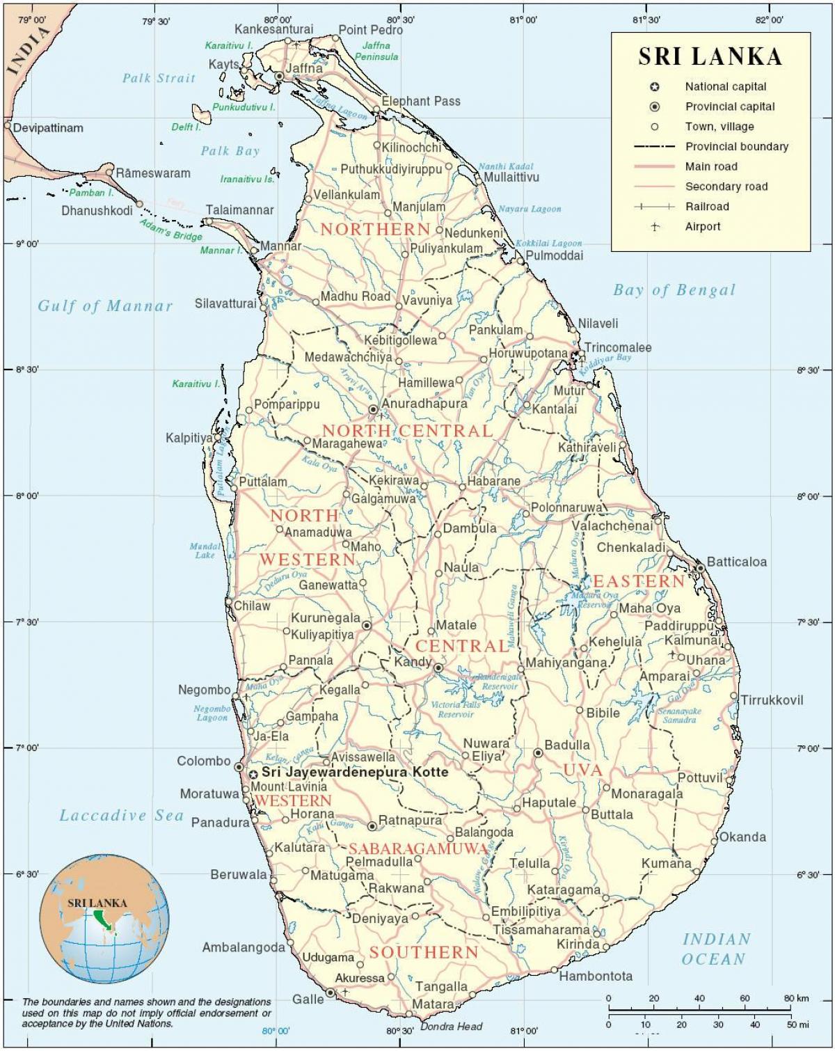 Srí Lanka térkép hd