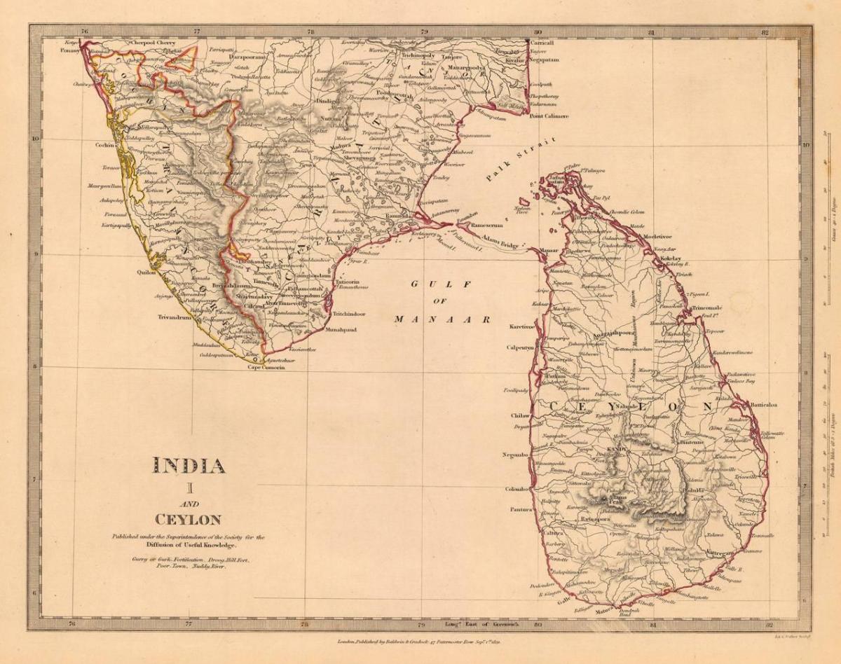 régi Ceylon térkép