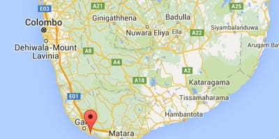Srí Lanka déli parton térkép