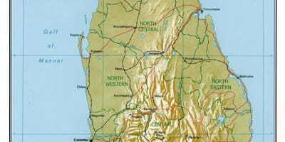 Térkép Srí Lanka-i utakon kilométer