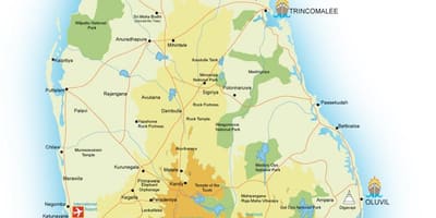 Srí Lanka az érdekes pontok térkép