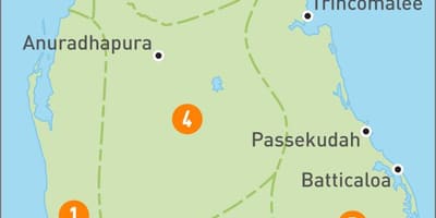 Térkép Srí Lanka régiók