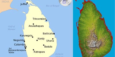 Térkép Srí Lanka topográfiai