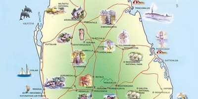 Turisztikai látványosságok Srí Lanka térkép